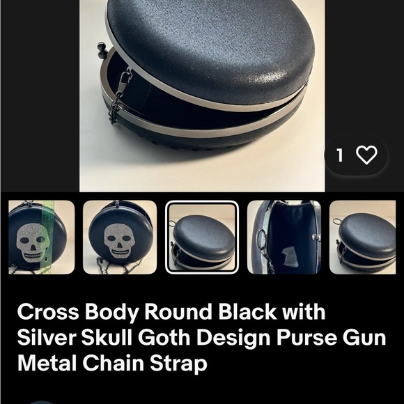 Alessia Rhinestone Skull Pill Box Crossbody Chain Bag. Snap closure. Nwot - Picture 4 of 9